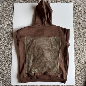 NWOT Brown Gold Mesh Back Hoodie Oversized Hoodie for Women Size Large